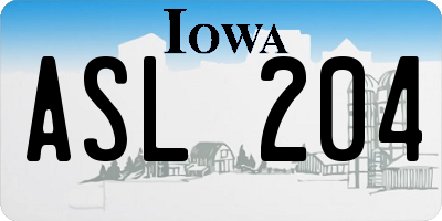 IA license plate ASL204