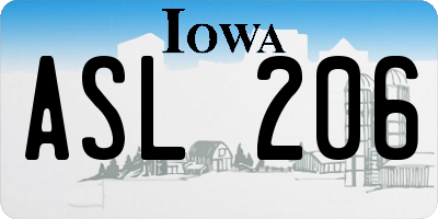 IA license plate ASL206