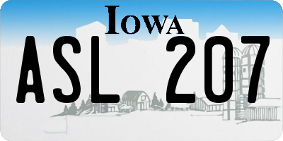 IA license plate ASL207
