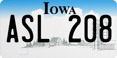 IA license plate ASL208