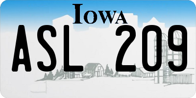 IA license plate ASL209