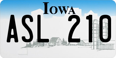 IA license plate ASL210