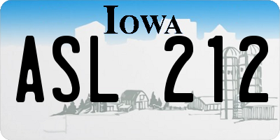 IA license plate ASL212