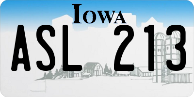 IA license plate ASL213