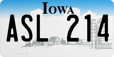 IA license plate ASL214