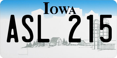 IA license plate ASL215