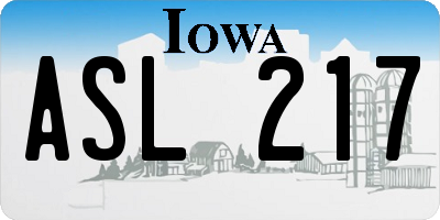 IA license plate ASL217