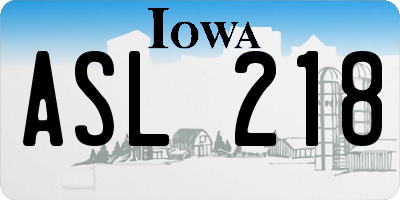 IA license plate ASL218