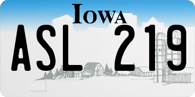 IA license plate ASL219