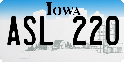 IA license plate ASL220