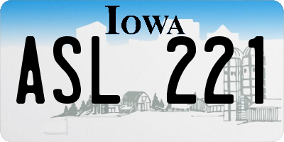 IA license plate ASL221