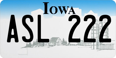 IA license plate ASL222
