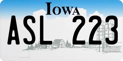 IA license plate ASL223