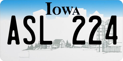 IA license plate ASL224