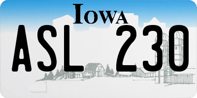 IA license plate ASL230