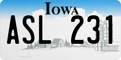 IA license plate ASL231