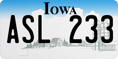 IA license plate ASL233