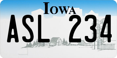 IA license plate ASL234