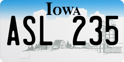 IA license plate ASL235