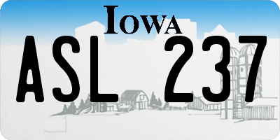 IA license plate ASL237