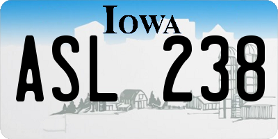 IA license plate ASL238