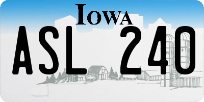 IA license plate ASL240