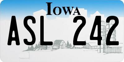 IA license plate ASL242