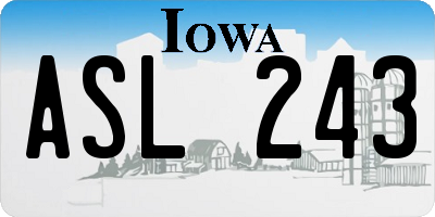 IA license plate ASL243