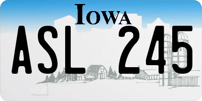 IA license plate ASL245