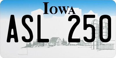 IA license plate ASL250