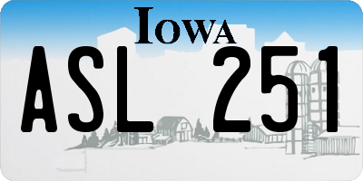 IA license plate ASL251