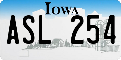 IA license plate ASL254