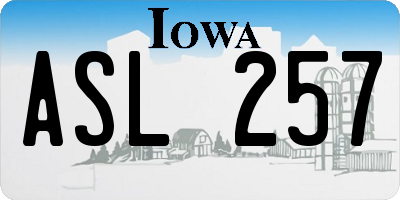IA license plate ASL257