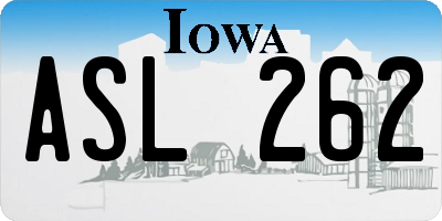 IA license plate ASL262