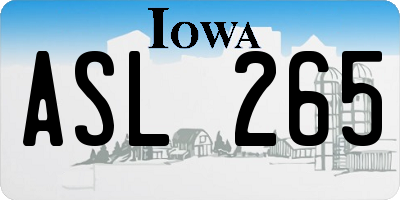 IA license plate ASL265