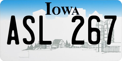 IA license plate ASL267