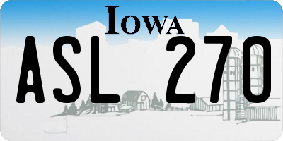 IA license plate ASL270