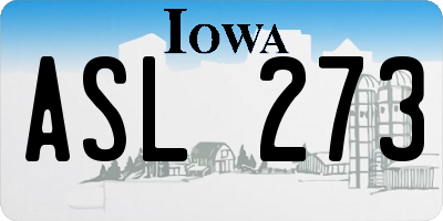 IA license plate ASL273