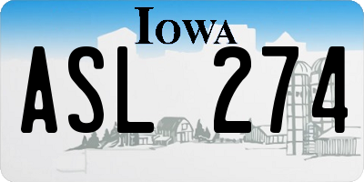 IA license plate ASL274