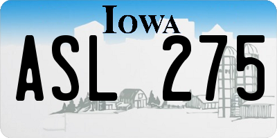 IA license plate ASL275