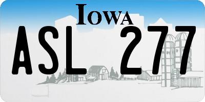 IA license plate ASL277