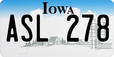 IA license plate ASL278