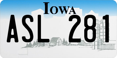 IA license plate ASL281