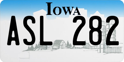 IA license plate ASL282