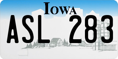 IA license plate ASL283