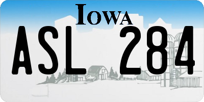 IA license plate ASL284