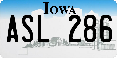 IA license plate ASL286