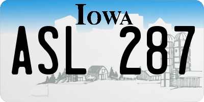 IA license plate ASL287
