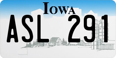 IA license plate ASL291