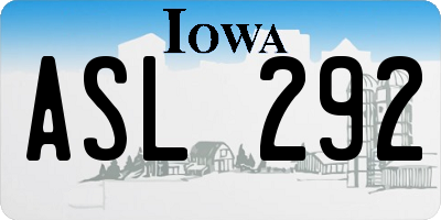 IA license plate ASL292